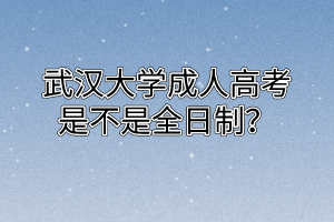 武汉大学成人高考是不是全日制