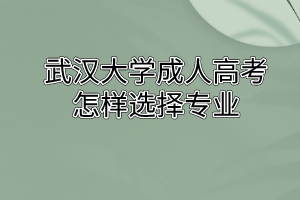 武汉大学成人高考怎样选择专业