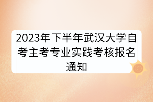2023年下半年武汉大学自考主考专业实践考核报名通知